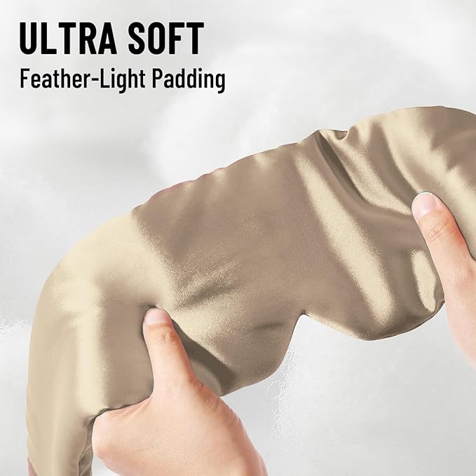 100% Mulberry Silk Sleep Mask, Large Eye Cover for Sleeping, Comfortable and Pressure-Free Sleeping Masks for Women Men, Completely Blackout (Taupe)