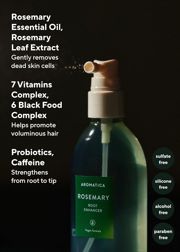 AROMATICA Rosemary Root Enhancer & Wooden Scalp Massager Set - Hair Scalp Massager with Rosemary Water Scalp Serum for Hair Growth, Hair Care for Women, Dry Treatment Set, Christmas Gift for hair care