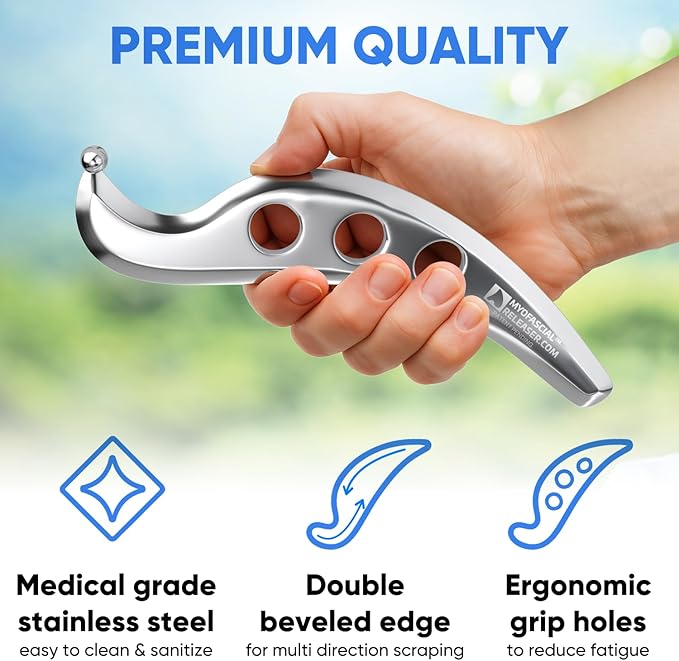 Professional Muscle Scraper Tool - Patented IASTM Massage Tools for Physical Therapy, GuaSha Tool for Body Myofascial Release - Medical Grade 304 Stainless Steel Muscle Scraping Tool
