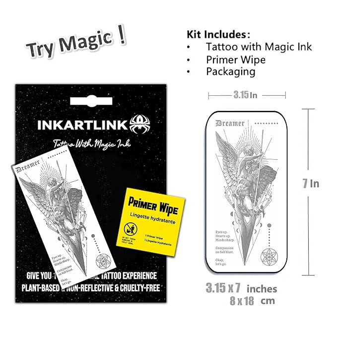 INKARTLINK Semi Permanent Tattoo, party tattoo, beautiful and realistic design, fun tattoo experience, cruelty-free, non-reflective, waterproof (Greek Art)