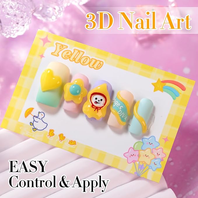 Double Rhythm 0.5 Oz 3D Nail Gel Art Sculpting No Wipe Polish for Designs DIY for Drawing, Molding, and Decoration (3D Sculpting Gel Yellow)