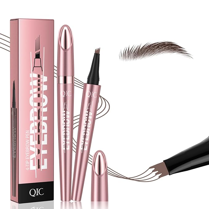 Eyebrow Pencils for Women - Microblading Eyebrow Pencil with Precise 4-Fork-Tip Waterproof Eyebrow Pen Smudge-Proof Eye Brow Pencils Create Natural Hair-Like Brows, Last All-Day, Dark brown