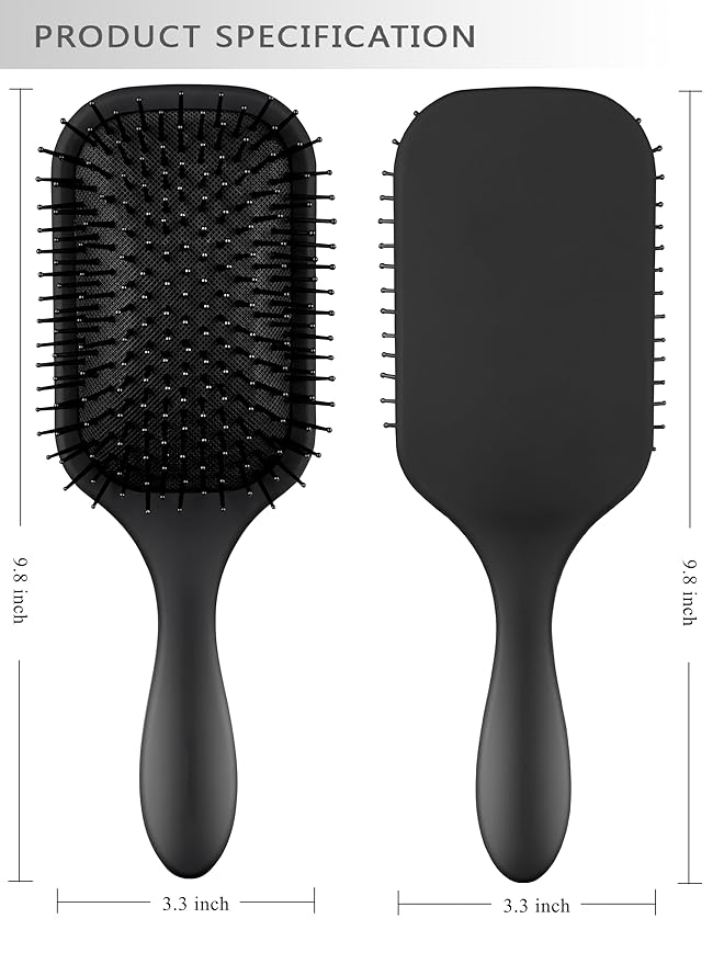 Detangling Paddle Brush - Large Air Cushion Paddle Brush with Ball Tip Tourmaline Bristles - Anti Static Hair Care Tool for Men and Women, Wet or Dry