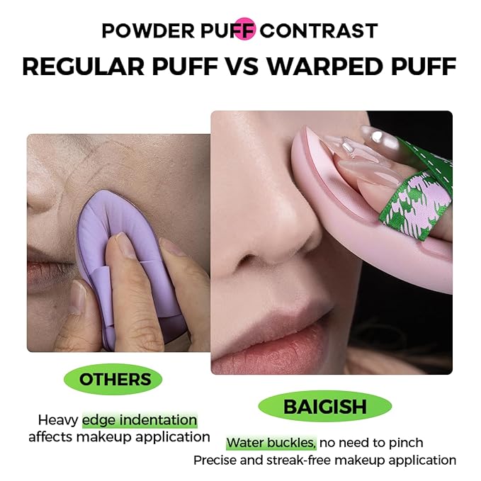 Makeup Sponge Set For Foundation Concealer, Triangle Powder Puff Soft Sponges Blender, Latex Free Blender Sponge For Liquid, Cream, and Powder Seamless & Flawless Makeup (GreenPink 3Pack)