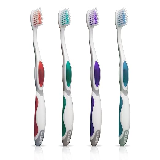 GUM Summit+ Soft Toothbrush, Ultra Fine Tapered Bristles for More Effective Plaque Removal, Extra Soft Toothbrushes for Adults, 12 Count