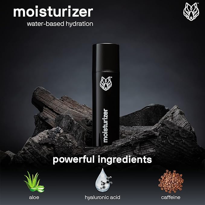 Black Wolf - Men’s Face Moisturizing Gel- 1.7 Fl Oz- Hyaluronic Acid and Aloe Vera Hydrate Your Skin and Leave It Feeling Smoother- Great for Oily Skin- Sulfate, & Cruelty Free, for Dry Skin