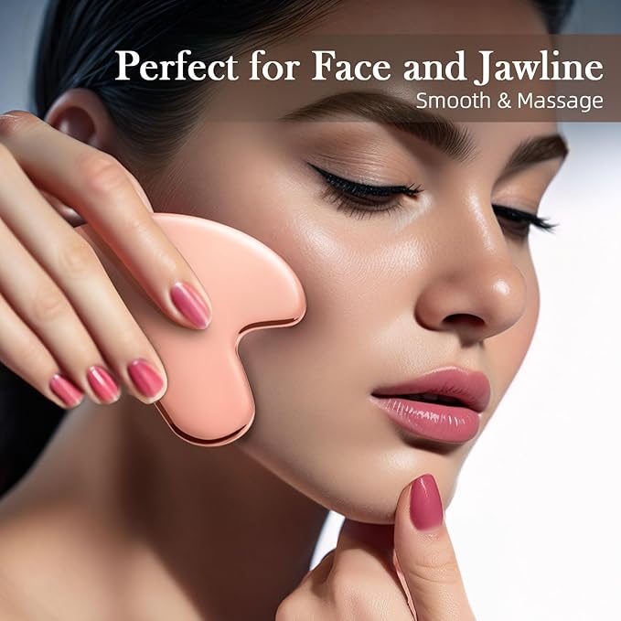 BESKAR Gua Sha Facial Tools, Stainless Steel Guasha Massage Sticks for Jawline Sculpting, Tighten Face Skin and Reduce Wrinkles, Face Eyes Body Neck Massage Tool, Skin Care Gift