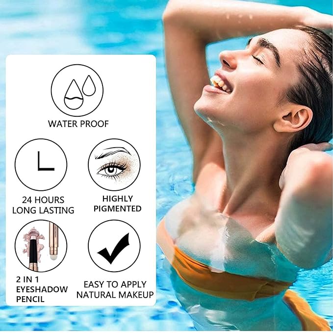 2 in 1 Cream Eyeshadow Stick, Shimmer Smooth Eyeshadow Pencil, Hypoallergenic Waterproof Long Lasting Eye Shadow Highlighter Stick Create High-Impact Multi-Dimensional Eyes Look(Champagne Shimmer #04)