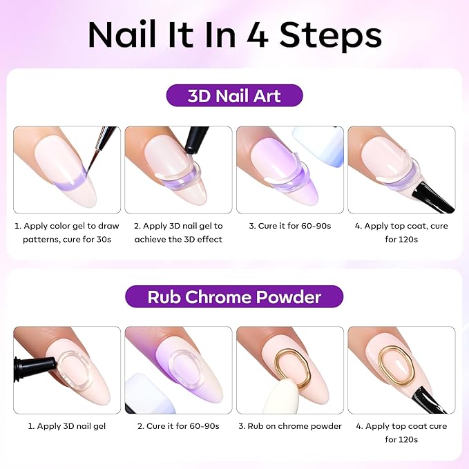 Makartt 3D Gel Nail Art for Sculpting: 3-in-1 Multi-Functional 15g Clear 3D Nail Gel for Molding & Painting Nails Designs, No Wipe Nail Glue for Rhinestones, Chrome Powder & DIY Manicure