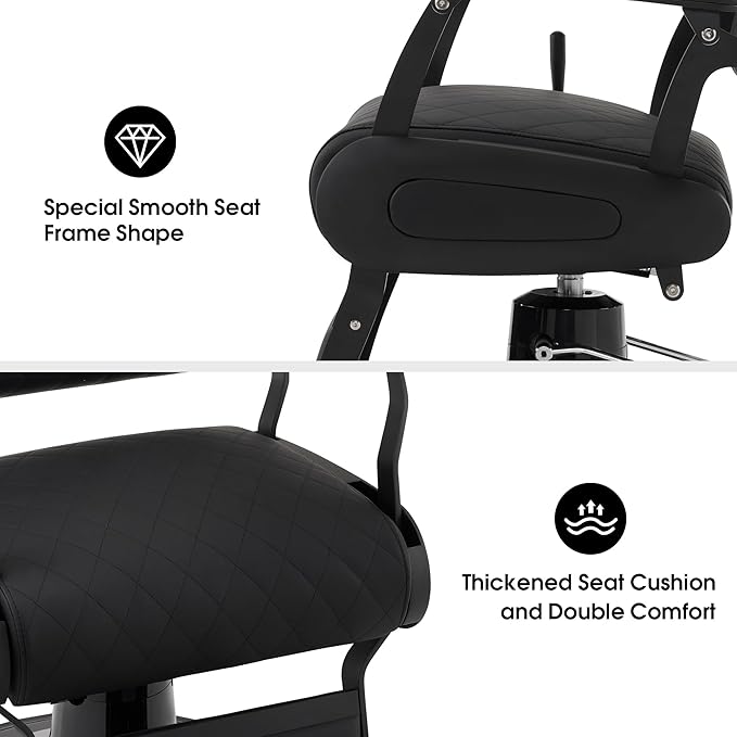 BarberPub All Purpose Barber Chair with Heavy Duty Pump,Reclining Adjustable Swivel Hair Styling Chair for Hair Stylist, Home Salon,Barbershop Salon&Spa 9453 (All Black)