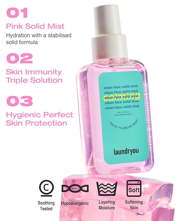 Clean Face Solid Mist - Calming, Hydrating, and Moisturizing Gel-To-Mist Dermatologist Tested Hypoallergenic Facial Spray for Redness Relief and Soothing Irritated Skin - (3.38 fl. oz.)