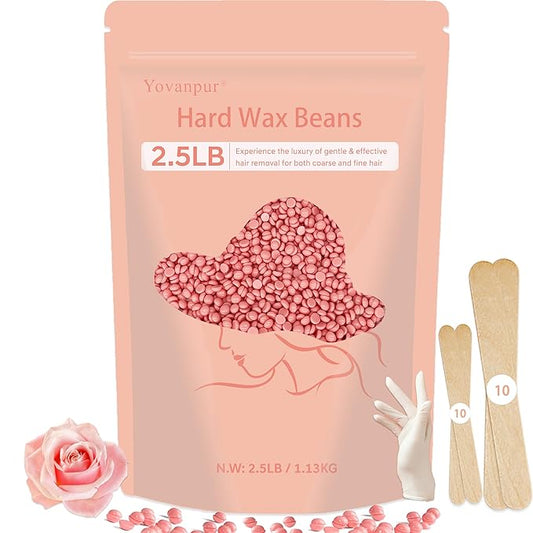 Hard Wax Beads, 2.5 lb Wax Beans for Hair Removal, Ideal for Sensitive skin, Brazilian, Bikini, Face, Eyebrows, Underarms and Full Body Waxing Bulk (Pink)