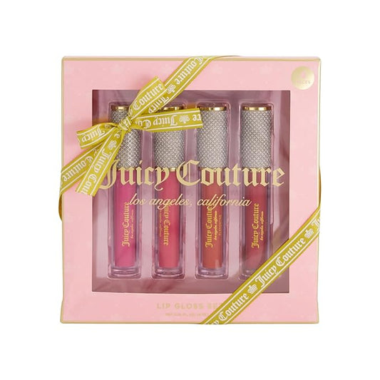 Juicy Couture 4 Pack Luxurious Lip Gloss Set – Berry, Cocoa, Clementine, & Watermelon