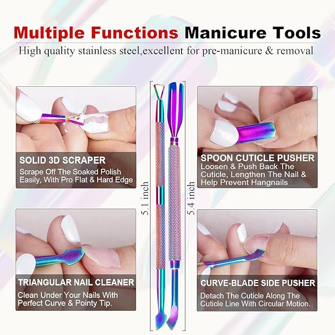 2PCs Gel Nail Polish Remover - 30ML,Fast & Easy, with Roller Cuticle Oil, No Need to Wrap and Soak, Remove Gel Polish in 2-5 Minutes at Home, No Damage to Nails, with Cuticle Pusher Tool,Nail File