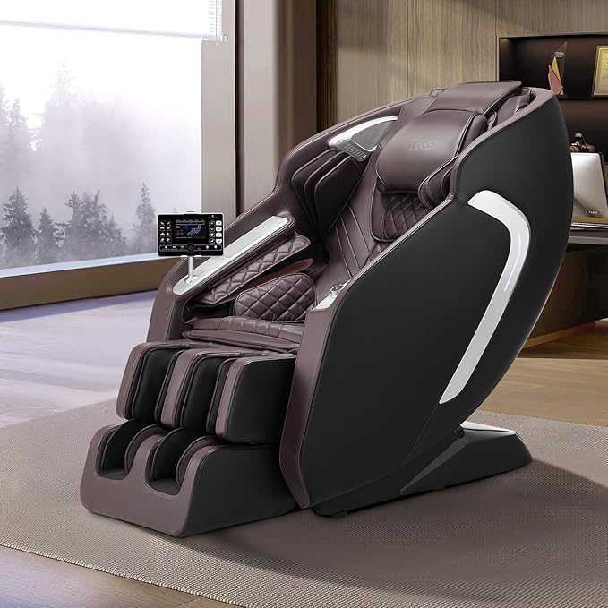 VEVOR Massage Chair, 4D Full Body Zero Gravity Recliner with SL Track, Yoga Stretch, AI Voice Control, Heat, Foot Roller, Retractable Pedal, 36 Airbags, LCD, Armrest Controls, Rolling Base