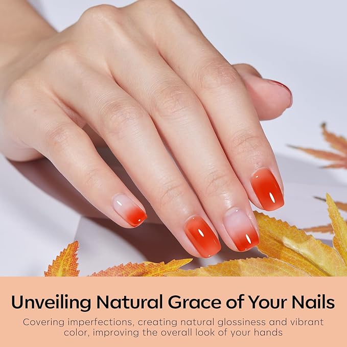 modelones Gel Nail Polish Set, 6 Fall Colors White Nude Brown Orange Jelly Gel Polish Tortoise Burgundy Wine Red Neutral Translucent Nail Art Gel Soak Off LED Lamp Manicure Salon DIY Girl Women Gift