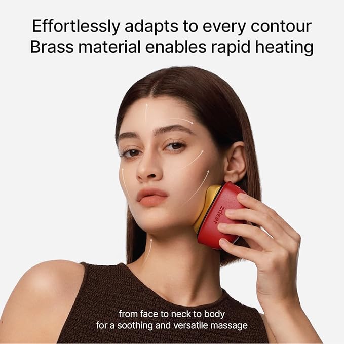 Electric Gua Sha Facial Tool, Heated Brass Face & Neck Massager with LED Red Light Therapy & Soothing Vibration, Smart Dual-Mode Design Beauty Skincare Device for Sculpting, Lifting & Relaxation