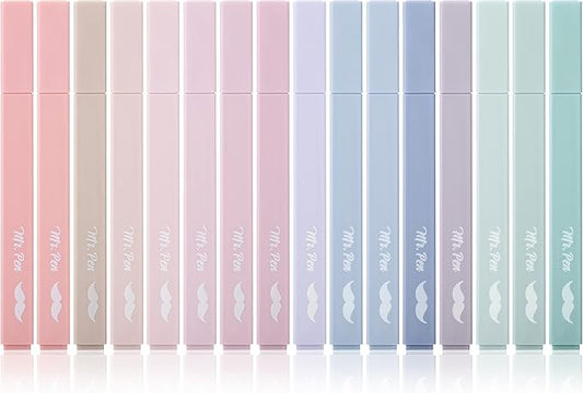 Mr. Pen- Aesthetic Highlighters, 16 pcs, Chisel Tip, Morandi Colors, No Bleed Bible Highlighter Pastel, Assorted Colors, Cute