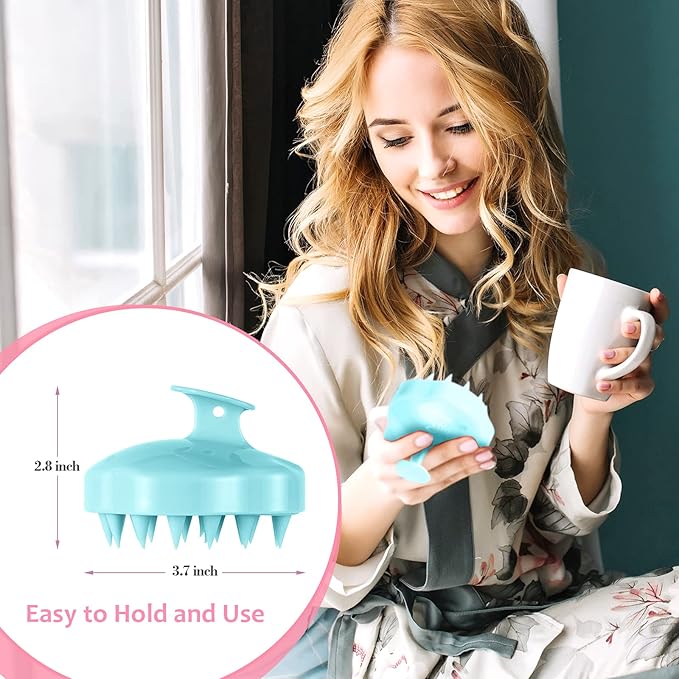 URTHEONE Hair Scalp Massager Shampoo Brush,Soft Silicone Hair Scrub Brush for Wet Dry Hair, Relax Scalp, Reduce Dandruff,Promote Hair Growth,Scalp Scrubber Hair Care Tools for Shower (Blue)