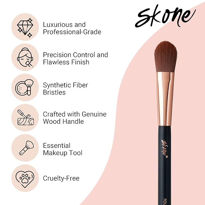 Skone Cosmetics | Makeup Brush | Blend, Bronze, Apply Foundation | Makeup Applicator (Foundation Brush)