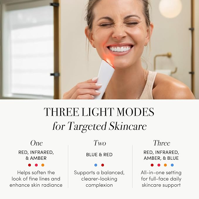 reVive Lux Collection Glo Aging & Acne Device, FDA-Cleared & Medspa-Quality Blue Light, Red, Amber & Infrared Acne Tools, Science-Backed LED Light Therapy Products