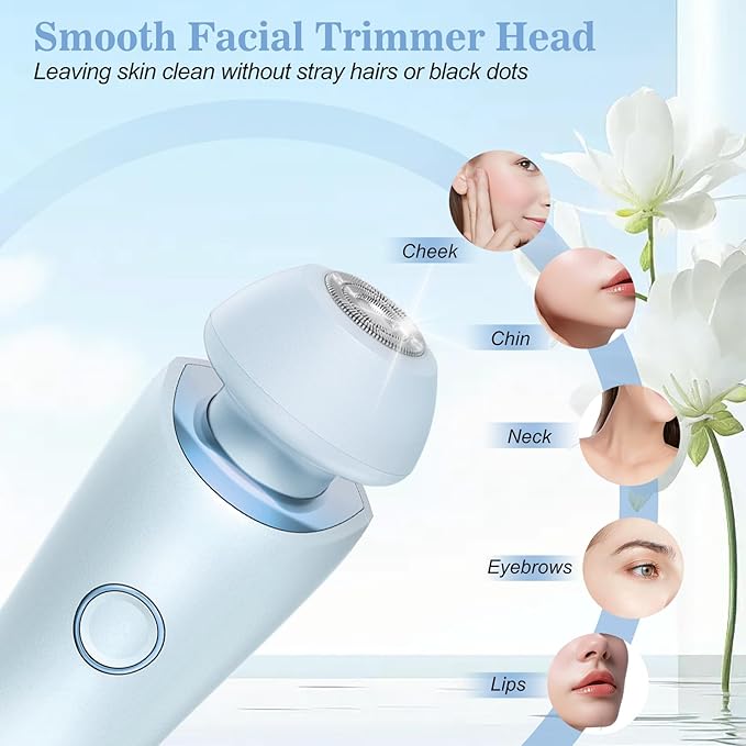 Livora Electric Shaver for Women, 2 in 1 Wet & Dry Bikini Trimmer with 2 Removable Heads, The Glide Pro 3.0 Razor, Painless Hair Removal for Bikini, Legs, Underarms, Body (Blue)