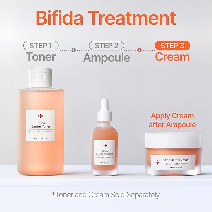 Bifida Barrier Cream, Moisturizing CUSKIN Korean Moisturizer Skincare with Ceramide NP, Squalane, and Hyaluronic Acid for Hydration and Skin Elasticity, 50ml (1.69 Fl. Oz.)