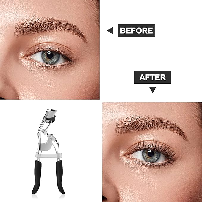 Eyelash Curler with Comb Fit All Eye Shape Curved Eyelash Curlers,Natural and Long Lasting Lash Curler for Women Make Up Gift（Black