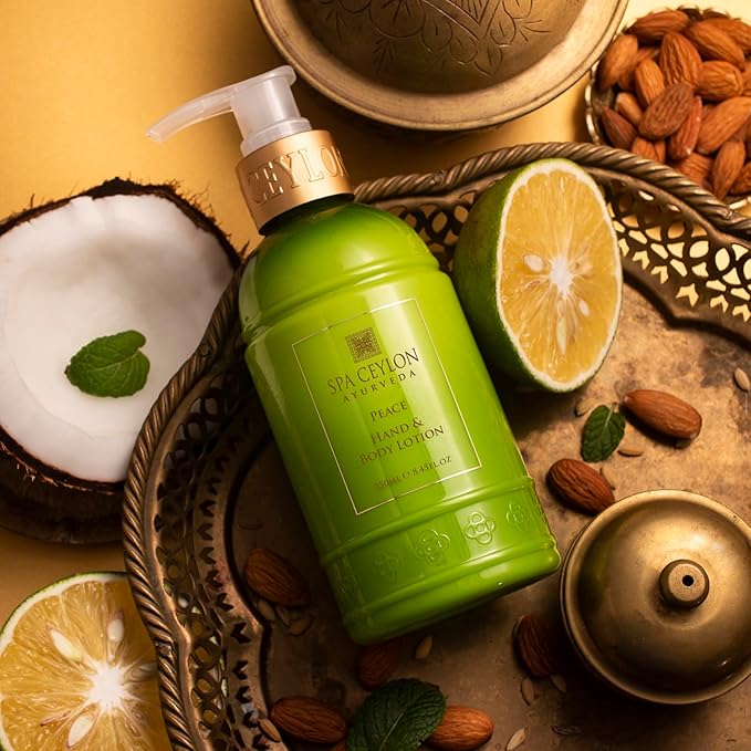 SPA CEYLON Peace Hand and Body Lotion | Calming Herbal Moisturizer with Coconut, Almond & Lemongrass | Gentle & Soothing for All Skin Types