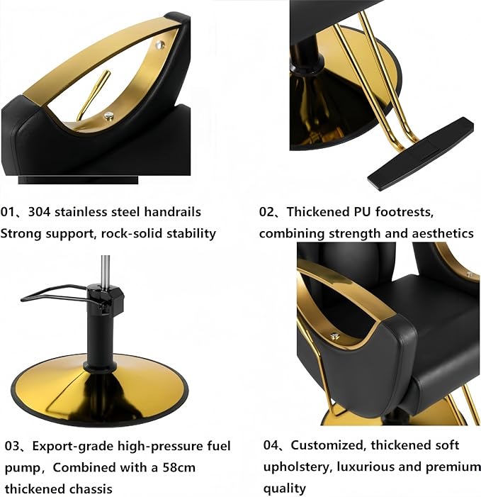 Barber Chair, Salon Chair for Hair Stylist, Height Adjustable Hydraulic Hair Reclining Salon Chair, 360 Degrees Rotation,Brown