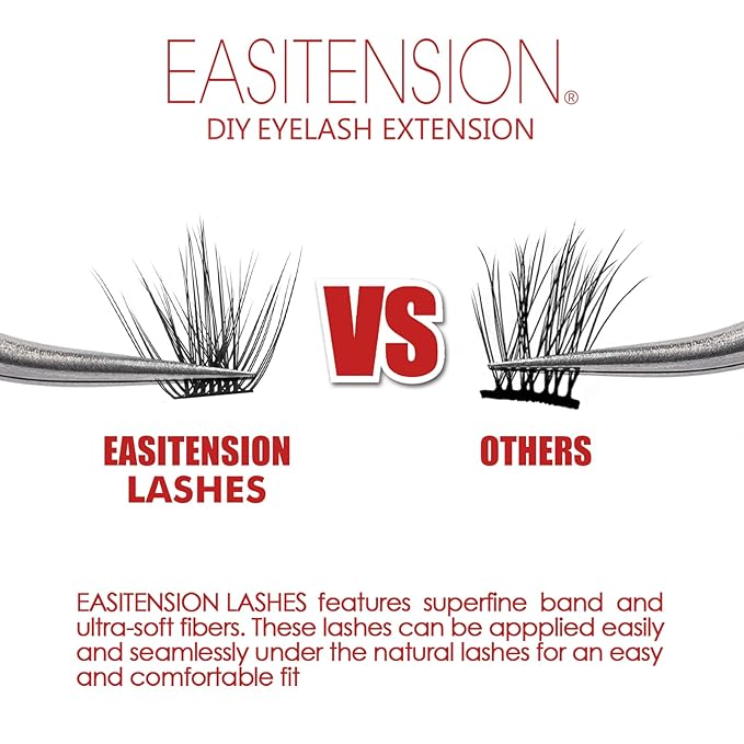 DIY Eyelash Extension, 3D Effect Individual Melt Flare Lash Cluster Natural Lashes Set, Home Eyelash Extension, D curl Lashes Pack 12mm,14mm (16MM-Sparkle)