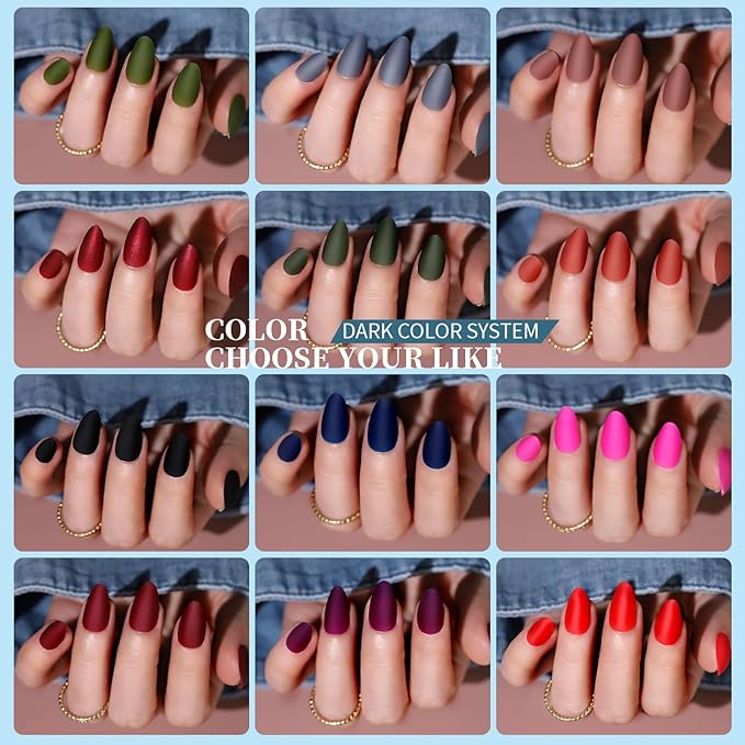 Teenitor Press on Nails,Short Almond Press on Nails, Matte Acrylic Fake Nails with Nail Glue, 24 Colors
