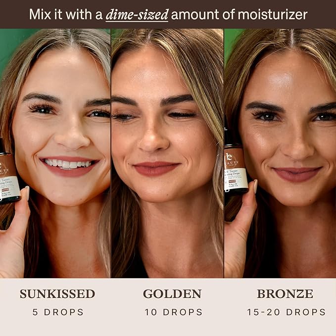 Self Tanning Drops for Face - USA Made with Organic & Natural Ingredients, Ultra Dark Face Tanning Drops to Add to Moisturizer, Self Tanner for Sunless Fake Tan & Natural Glow, Cruelty & Toxin Free