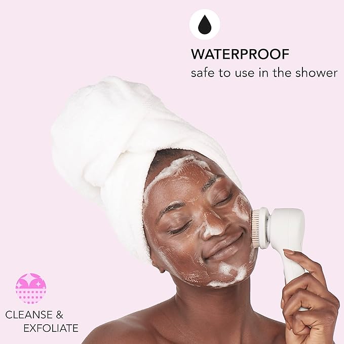 skn by conair Daily Glow Facial Cleansing Brush, All-in-One Facial Brush Includes 3 Interchangeable Attachments for Complete Cleansing, Exfoliation, and Rejuvenation