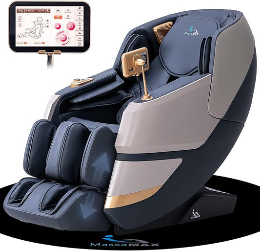 MassaMAX MT339 4D Massage Chair, Full Body Shiatsu Recliner with Auto Extendable Footrest, Zero Gravity, SL Track, Deep Yoga Stretch,15 Modes, AI Voice Control, Foot Rollers, and Heating (Magic Black)