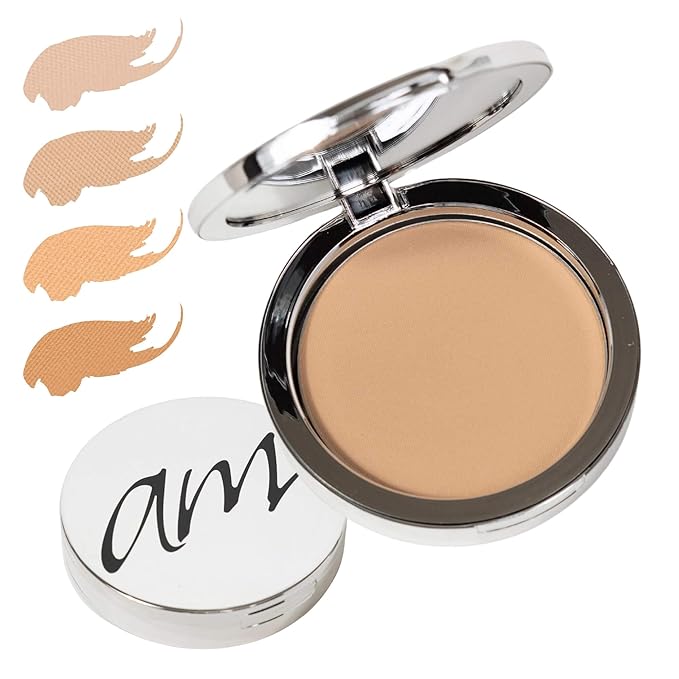 4-in-1 Pressed Foundation Powder with Natural SPF, Concealer & Finishing for Medium to Full Coverage Foundation, Mineral-Based (Eva, 0.35 oz)