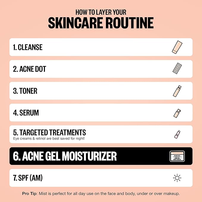 PEACE OUT Skincare Acne Gel Moisturizer, For Daily Facial Use with Salicylic Acid & Niacinamide, Boost Hydration and Help Prevent Acne & Blackheads, for Men & Women, 1.69 fl oz