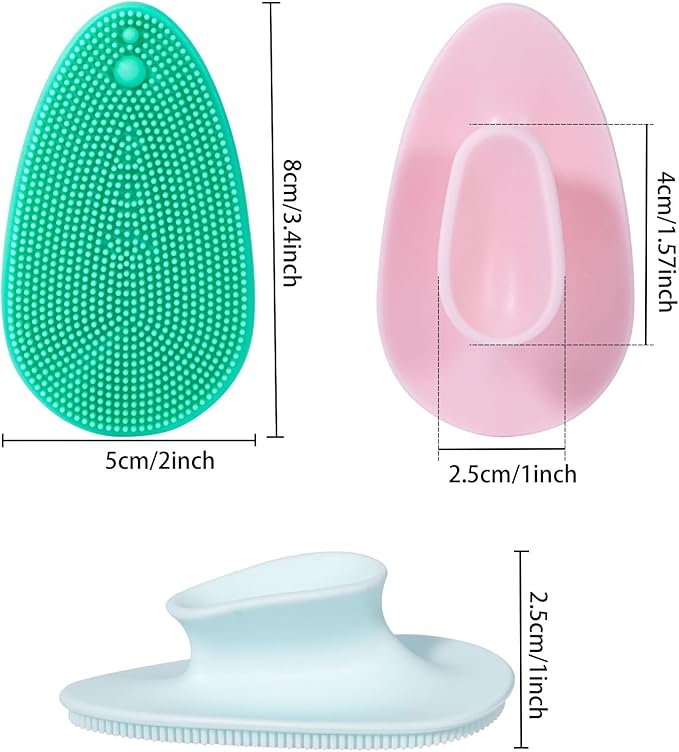 4 Pcs Silicone Face Scrubber, Beomeen Facial Cleansing Brush Soft Silicone Facial Exfoliation and Massage Brush Blackhead Scrubber for Men and Women (Green+ Blue+ Rose+ Pink)