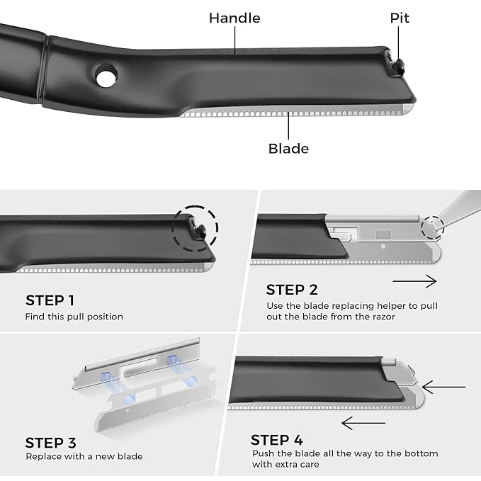 ZOMCHI Reusable Metal Dermaplane Tool Refills, Set of 10 Replacement Blades (Micro Distance), Dermaplaning Razor Refills, Plastic Free Eyebrow Razor Blades