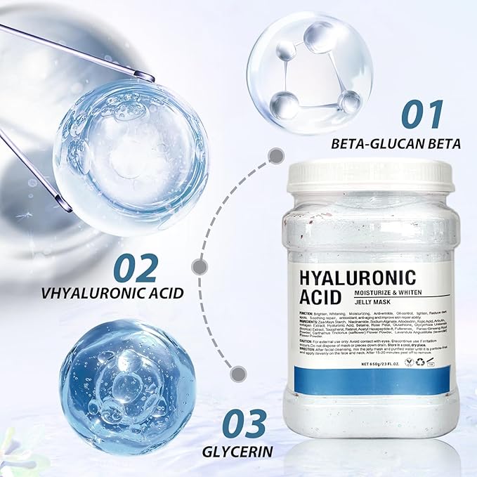 Jelly Mask for Facials Professional Hydrating Deep Cleaning Face Mask Set - 115Fl Oz 5 Treatments (Hyaluronic Acid,Bulgari Rose,24K Gold,VC Essence,Tea tree)