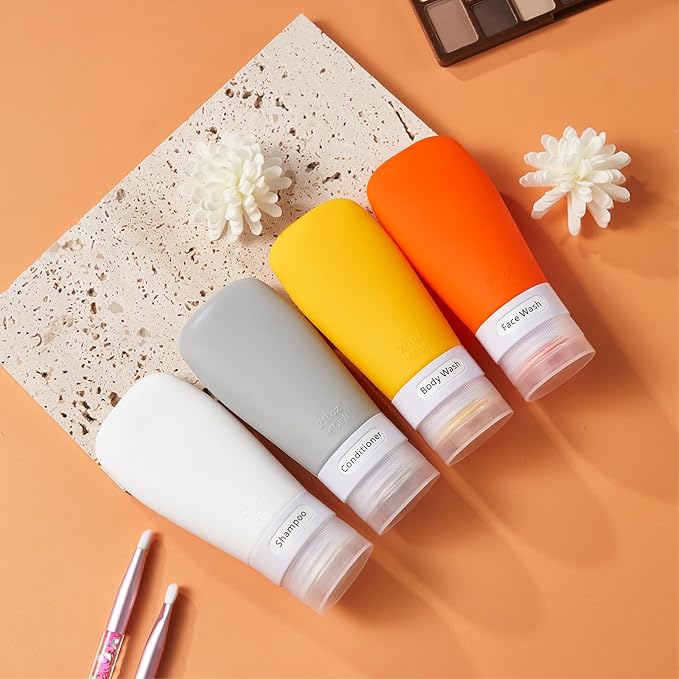 INSFIT Portable Travel Bottles, TSA Approved Leak Proof Containers for Toiletries, BPA Free Refillable Accessories for Shampoo, Body Wash, Liquids (4 Pack)