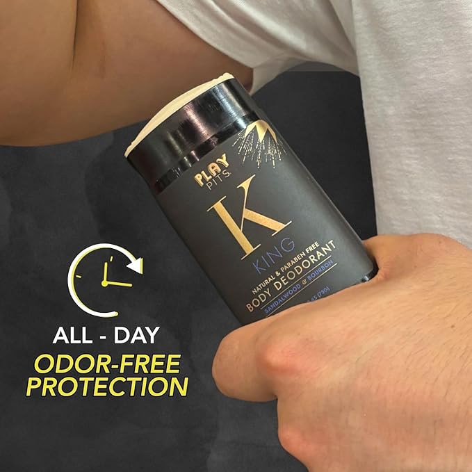 PLAY PITS - 2 Pack - Natural Deodorant - Safe for Men & Women w/Sensitive Skin - Clean, Non-Toxic, & Paraben Free – KING Scent - Infused w/Essential Oils – 2.65 Oz.