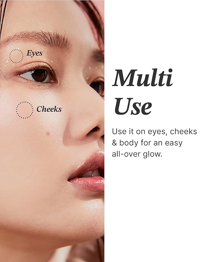 Spring Event Glint Dewy Highlighter (Pitch Moon, 0.08oz) - Luminous Glow, Infused with Micropearls, Shiny Illuminator. Rich Pigment & Silky Touch, Korean Makeup.