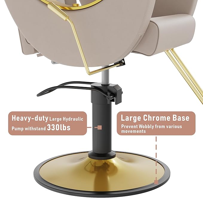 Barber Chair for Hair Stylist, Height Adjustable Hydraulic Hair Reclining Salon Chair, 360 Degrees Rotation, Multi-Function Shampoo Chair for Salon Barbershop (Grey)