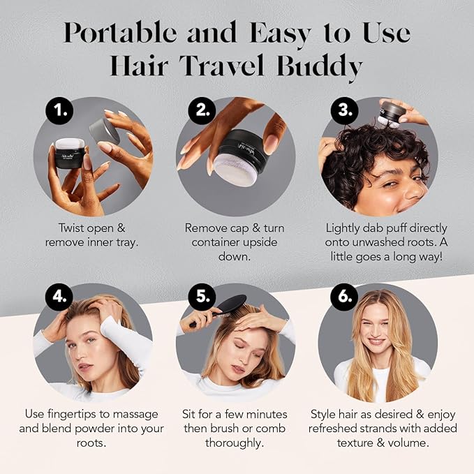 Kitsch Dry Shampoo Powder for Women & Men Dry Shampoo for Dark Hair w/Rice Protein - Unscented, Volumizing, No White Cast, Non Toxic, Non Aerosol, Organic, Paraben & Benzene Free, Travel Size - 8g