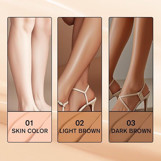 Leg Makeup Waterproof with Brush, No Transfer Body Makeup for Legs Full Coverage Waterproof Concealer, Scar & Tattoo Cover Up for All Skin Tones, Long Lasting Makeup (#02)