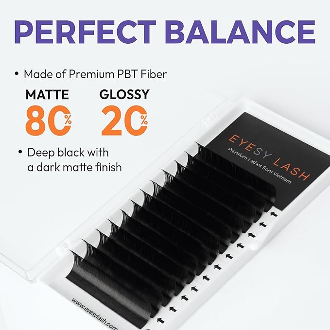 Eyesy Lash Cashmere Volume Eyelash Extensions Premium Individual Lashes - 0.03mm Thickness C Curl 12mm Single Length - Super Soft Matte Black Single Eyelash Easy to Fan for Professional Salon Use