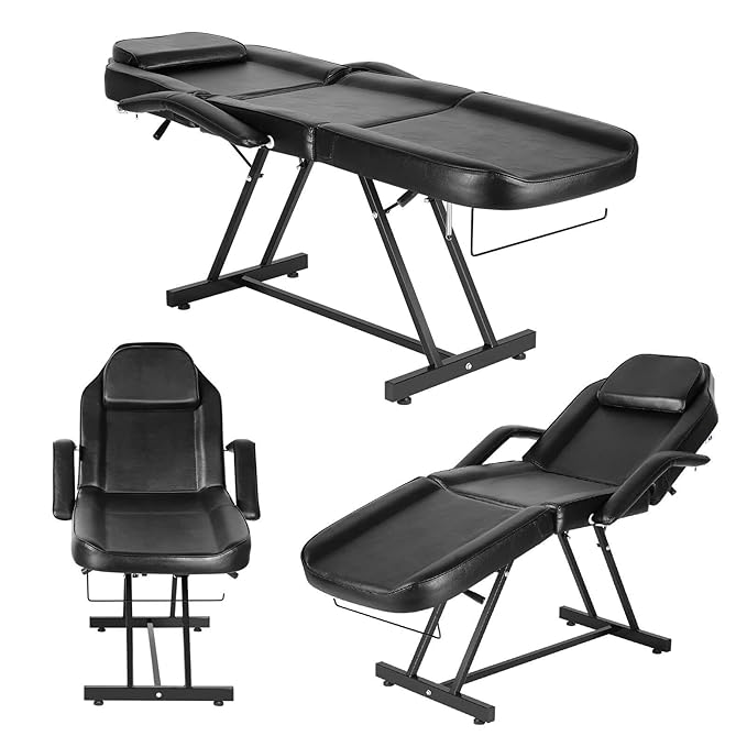 Artist hand Massage Table Adjustable Massage Bed with Barber Stool Spa Bed Salon Massage Equipment Barber Chair Salon Chair Black