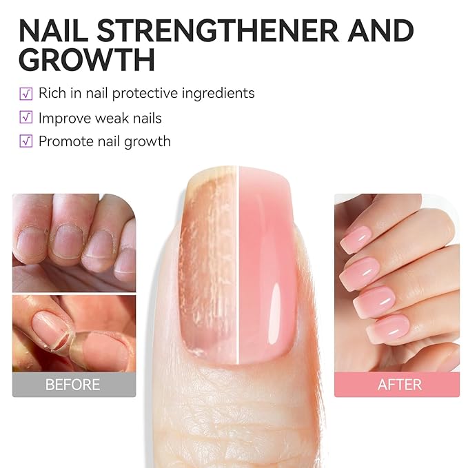 Nail Strengthener Protein for Damaged Nails: Pink 15ml 6 in 1 Natural Nail Hardener Extra Strong and Growth - Long Lasting Repair for Damaged Nails - Growth Oil for Salon Home Daily Work