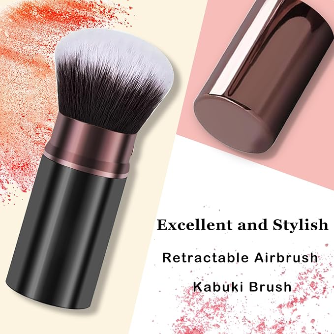 Retractable Makeup Brush,Travel Powder Kabuki Makeup Brush Face Blush Brushes for Blending Liquid, Foundation, Blush, Bronzer, Buffing, Sunscreen,Flawless Cosmetics